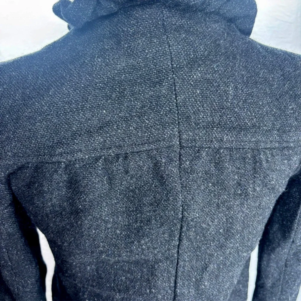 J CREW Jacket 100% Wool Ruffles Preppy‎ Black Academia Womens Sz 0 XS/Small - Picture 8 of 11